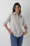 Çizgili Pamuklu Loose Fit Kadın Gömlek 1211201-87982 Taş-Bordo