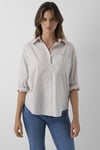Çizgili Pamuklu Loose Fit Kadın Gömlek 1211201-87982 Taş-Bordo