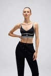 Çizgili Pamuklu Regular Fit Normal Bel Ribanalı Paça Kadın Eşofman Altı EF539-BK SİYAH