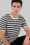 Çizgili Pamuklu Relaxed Fit Bisiklet Yaka Erkek T Shirt 5904078 SİYAH