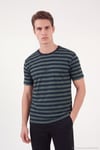 Çizgili Pamuklu Relaxed Fit Bisiklet Yaka Erkek T Shirt 5904078 NEFTİ-LACİVERT