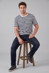 Çizgili Pamuklu Relaxed Fit Bisiklet Yaka Erkek T Shirt 5904078 İNDİGO