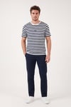 Çizgili Pamuklu Relaxed Fit Bisiklet Yaka Erkek T Shirt 5904078 İNDİGO