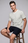 Çizgili Pamuklu Relaxed Fit Bisiklet Yaka Erkek T Shirt 5904078 ELMA YEŞİLİ