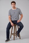 Çizgili Pamuklu Relaxed Fit Bisiklet Yaka Erkek T Shirt 5904078 İNDİGO