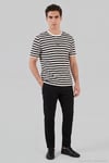 Çizgili Pamuklu Relaxed Fit Bisiklet Yaka Erkek T Shirt 5904078 SİYAH