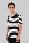 Çizgili Pamuklu Relaxed Fit Bisiklet Yaka Erkek T Shirt 5904078 SİYAH