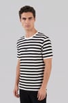 Çizgili Pamuklu Relaxed Fit Bisiklet Yaka Erkek T Shirt 5904078 SİYAH