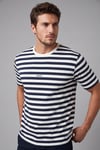 Çizgili Pamuklu Relaxed Fit Bisiklet Yaka Erkek T Shirt 5904078 İNDİGO