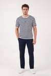 Çizgili Pamuklu Relaxed Fit Bisiklet Yaka Erkek T Shirt 5904078 İNDİGO
