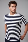 Çizgili Pamuklu Relaxed Fit Bisiklet Yaka Erkek T Shirt 5904078 İNDİGO
