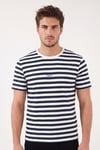 Çizgili Pamuklu Relaxed Fit Bisiklet Yaka Erkek T Shirt 5904078 İNDİGO