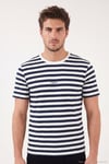Çizgili Pamuklu Relaxed Fit Bisiklet Yaka Erkek T Shirt 5904078 İNDİGO