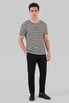 Çizgili Pamuklu Relaxed Fit Bisiklet Yaka Erkek T Shirt 5904078 SİYAH