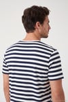 Çizgili Pamuklu Relaxed Fit Bisiklet Yaka Erkek T Shirt 5904078 İNDİGO