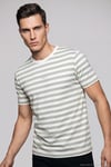 Çizgili Pamuklu Relaxed Fit Bisiklet Yaka Erkek T Shirt 5904078 ELMA YEŞİLİ