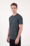 Çizgili Pamuklu Relaxed Fit Bisiklet Yaka Erkek T Shirt 5904078 NEFTİ-LACİVERT