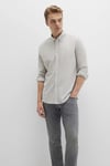 Çizgili Pamuklu Slim Fit Düğmeli Yaka Erkek Gömlek 0211402-91332 YEŞİL-BEYAZ