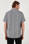 Çizgili Pamuklu Slim Fit Kısa Kollu Erkek Gömlek CF23S116097 SİYAH