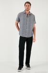Çizgili Pamuklu Slim Fit Kısa Kollu Erkek Gömlek CF23S116097 SİYAH