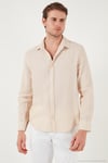 Çizgili Regular Fit Pamuklu Uzun Kollu Erkek Gömlek CF25S129721 VİZON