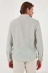Çizgili Regular Fit Pamuklu Uzun Kollu Erkek Gömlek CF25S129721 AÇIK HAKİ