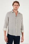 Çizgili Regular Fit Pamuklu Uzun Kollu Erkek Gömlek CF25S129721 LACİVERT