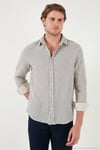Çizgili Regular Fit Pamuklu Uzun Kollu Erkek Gömlek CF25S129721 LACİVERT