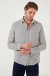 Çizgili Regular Fit Pamuklu Uzun Kollu Erkek Gömlek CF25S129721 LACİVERT