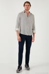 Çizgili Regular Fit Pamuklu Uzun Kollu Erkek Gömlek CF25S129721 LACİVERT