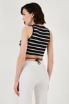 Çizgili Slim Fit Bağlama Detaylı Kadın Crop 5865715 SİYAH-BEYAZ