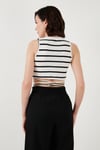 Çizgili Slim Fit Bağlama Detaylı Kadın Crop 5865715 BEYAZ-SİYAH