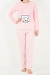 Çizgili Yumuşak Kışlık Polar Kadın Pijama Takımı 6575030 PEMBE