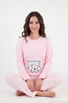 Çizgili Yumuşak Kışlık Polar Kadın Pijama Takımı 6575030 PEMBE