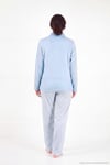 Çizgili Yumuşak Kışlık Polar Kadın Pijama Takımı 6575030 MAVİ