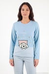 Çizgili Yumuşak Kışlık Polar Kadın Pijama Takımı 6575030 MAVİ