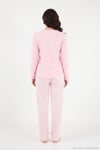 Çizgili Yumuşak Kışlık Polar Kadın Pijama Takımı 6575030 PEMBE