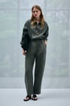 Comfort Fit Klasik Yaka Uzun Kollu Keten Kadın Gömlek 121010016 HAKİ