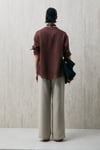 Comfort Fit Klasik Yaka Uzun Kollu Keten Kadın Gömlek 121010016 AÇIK KAHVE