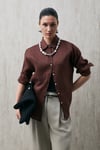 Comfort Fit Klasik Yaka Uzun Kollu Keten Kadın Gömlek 121010016 AÇIK KAHVE