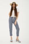Comfort Fit Lastikli Çizgili Kadın Pantolon 25Y0344K1 LACİVERT