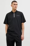 Core Jcofusion Pamuklu Regular Fit Yarım Fermuarlı Erkek Polo Yaka T Shirt 12273127 SİYAH-BEYAZ