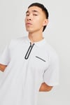 Core Jcofusion Pamuklu Regular Fit Yarım Fermuarlı Erkek Polo Yaka T Shirt 12273127 BEYAZ-SİYAH