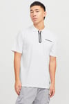 Core Jcofusion Pamuklu Regular Fit Yarım Fermuarlı Erkek Polo Yaka T Shirt 12273127 BEYAZ-SİYAH
