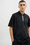 Core Jcofusion Pamuklu Regular Fit Yarım Fermuarlı Erkek Polo Yaka T Shirt 12273127 SİYAH-BEYAZ