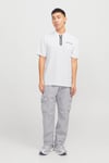 Core Jcofusion Pamuklu Regular Fit Yarım Fermuarlı Erkek Polo Yaka T Shirt 12273127 BEYAZ-SİYAH