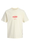 Core Logolu Pamuklu Regular Fit Bisiklet Yaka Erkek T Shirt 12289868 KREM