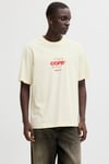 Core Logolu Pamuklu Regular Fit Bisiklet Yaka Erkek T Shirt 12289868 KREM