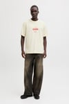 Core Logolu Pamuklu Regular Fit Bisiklet Yaka Erkek T Shirt 12289868 KREM