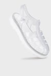 Cristal Kemerli Kafes Tasarımlı Kadın Sandalet S10361 Şeffaf